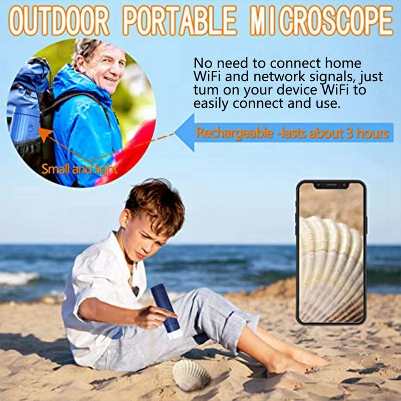 1 Piece Digital Microscope 50X-1000X Magnifying Coin Microscope Wireless HD Microscope Camera