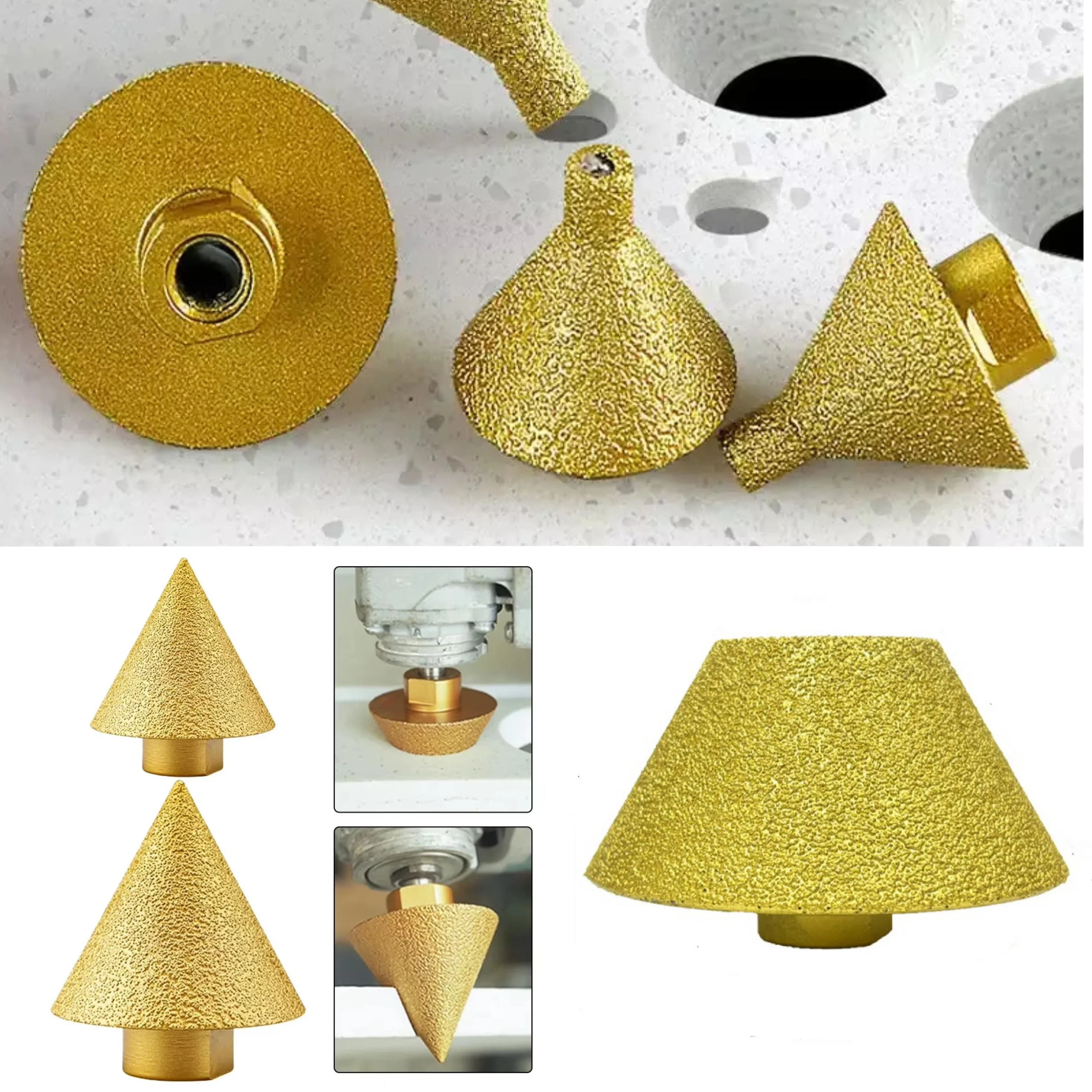 

Diamond Beveling Chamfer Bit For Angle Grinders Ceramic Tile Stone Hole Opener Chamfering Tools Conical Umbrella Grinding Head