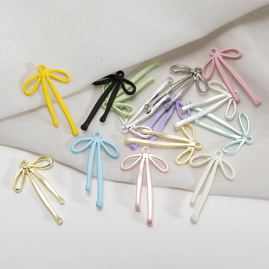 New 10pcs/lot Colorful Enamel Cute Bowknot Charms Multi-style Bow Pendant For DIY Necklaces Earrings Jewelry Making Accessories
