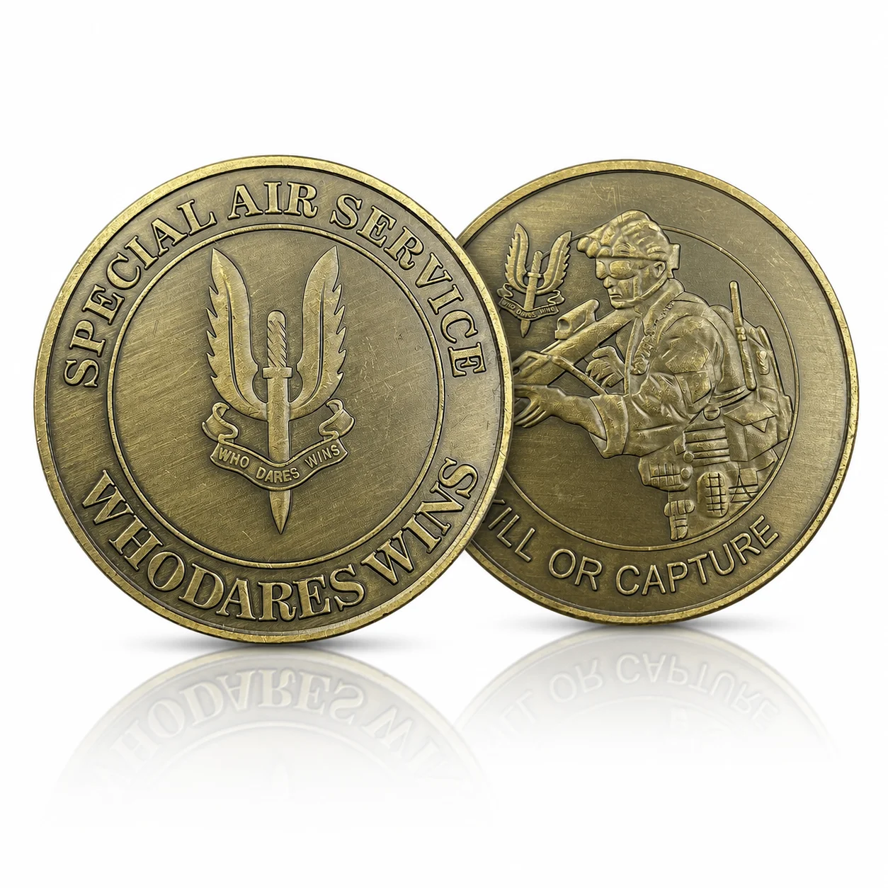 British Special Air Service Challenge Coin Who Dares Wins Honor Badge Kill Or Capture Bronze Military Medal Coin Collectibles