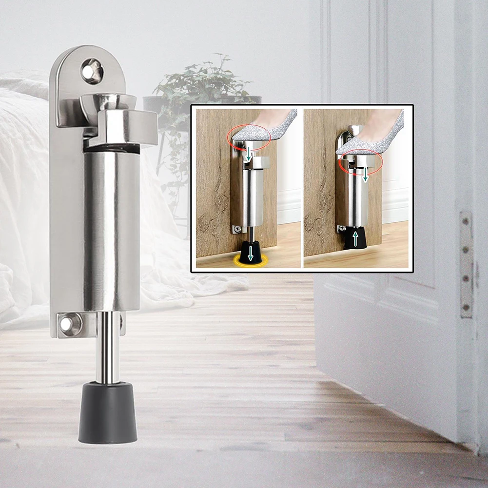 Door Foot Stopper Holder Floor Stop Buffer Gate Stay Catch Latch Zinc Alloy Foot Operation Easy Installation