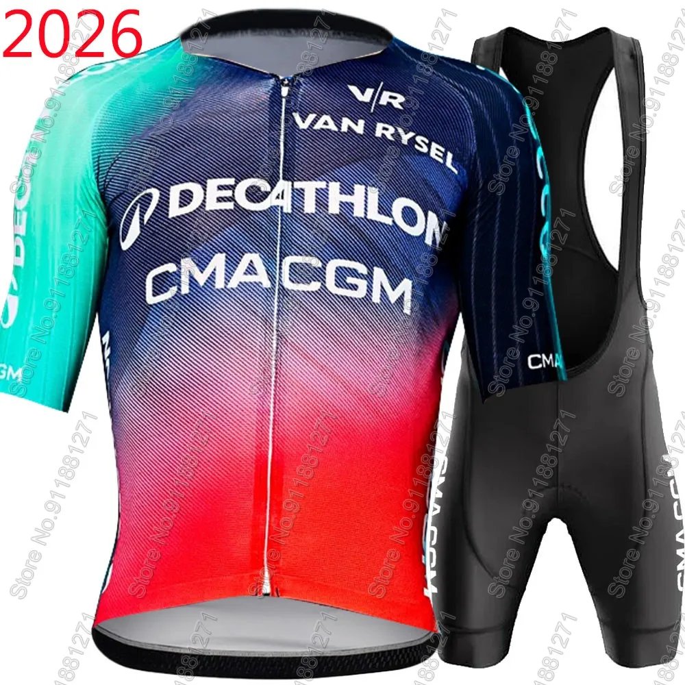 Conjunto de Jersey de ciclismo del equipo de CMA-CGM para hombre, ropa de gira francesa, camiseta para bicicleta de carretera, traje, pantalones cortos con pechera, ropa de montaña, 2026