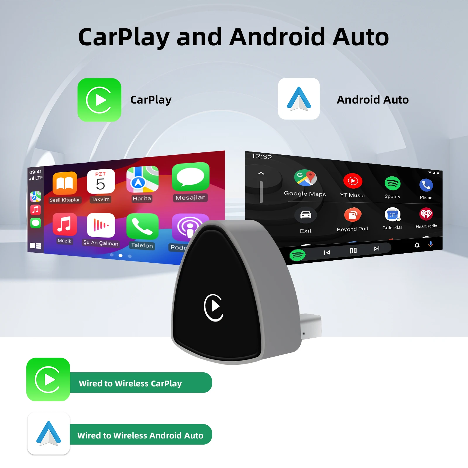 Ezonetronics Wireless CarPlay Android-Autoadapter für werkseitig verkabeltes Auto, kabelloses CarPlay und Android Auto 2-in-1