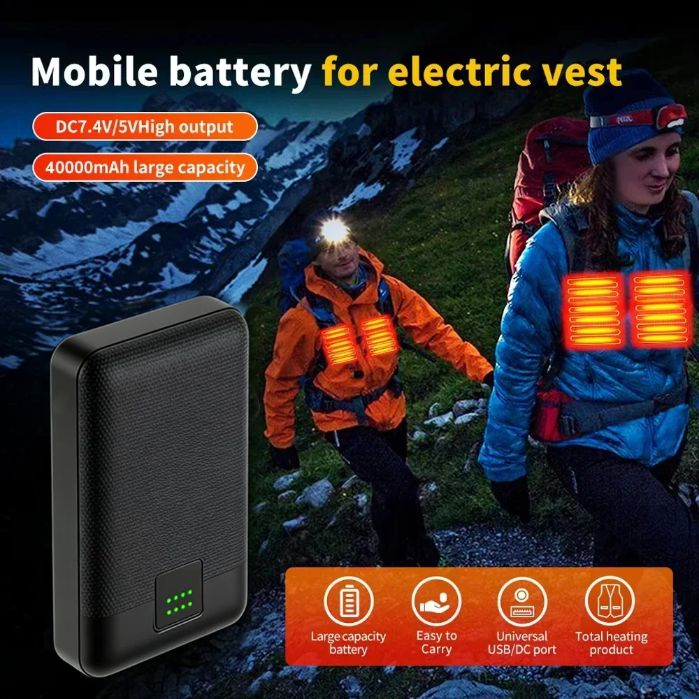 

50000 мАч Powerbank большой емкости USB быстрая зарядка портативный DC 7,4 В внешний аккумулятор для обогрева жилета куртка перчатки носки