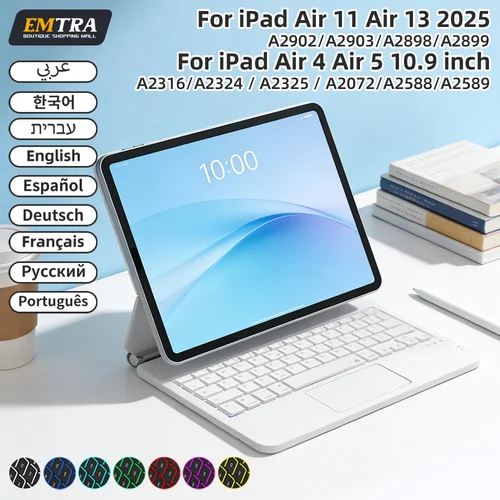 Imagen 1 del producto Funda con Teclado Inalámbrico Magic Keyboard para iPad 10.ª y 11.ª Generación A16 2025 Pro 11 Air 4 5 6, Teclado Táctil Retroiluminado Bluetooth, Funda Inteligente Automática