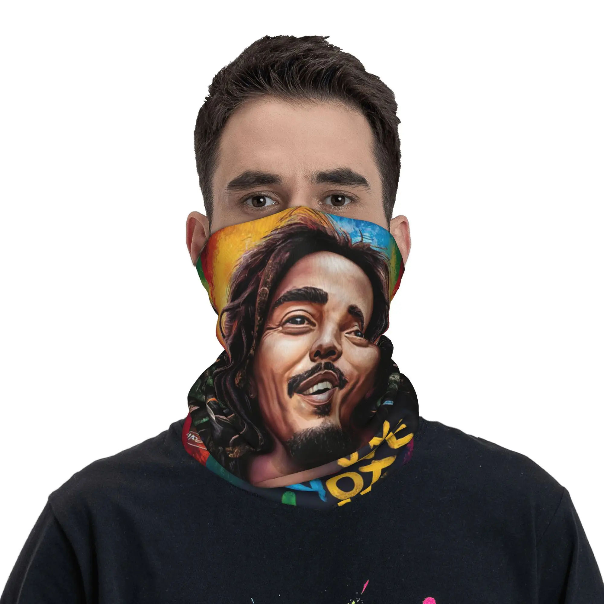 بوب مارلي الريغي باندانا الرقبة الجراب مطبوعة التفاف وشاح متعدد الوظائف بالاكلافا المشي لمسافات طويلة الصيد للجنسين الكبار يندبروف