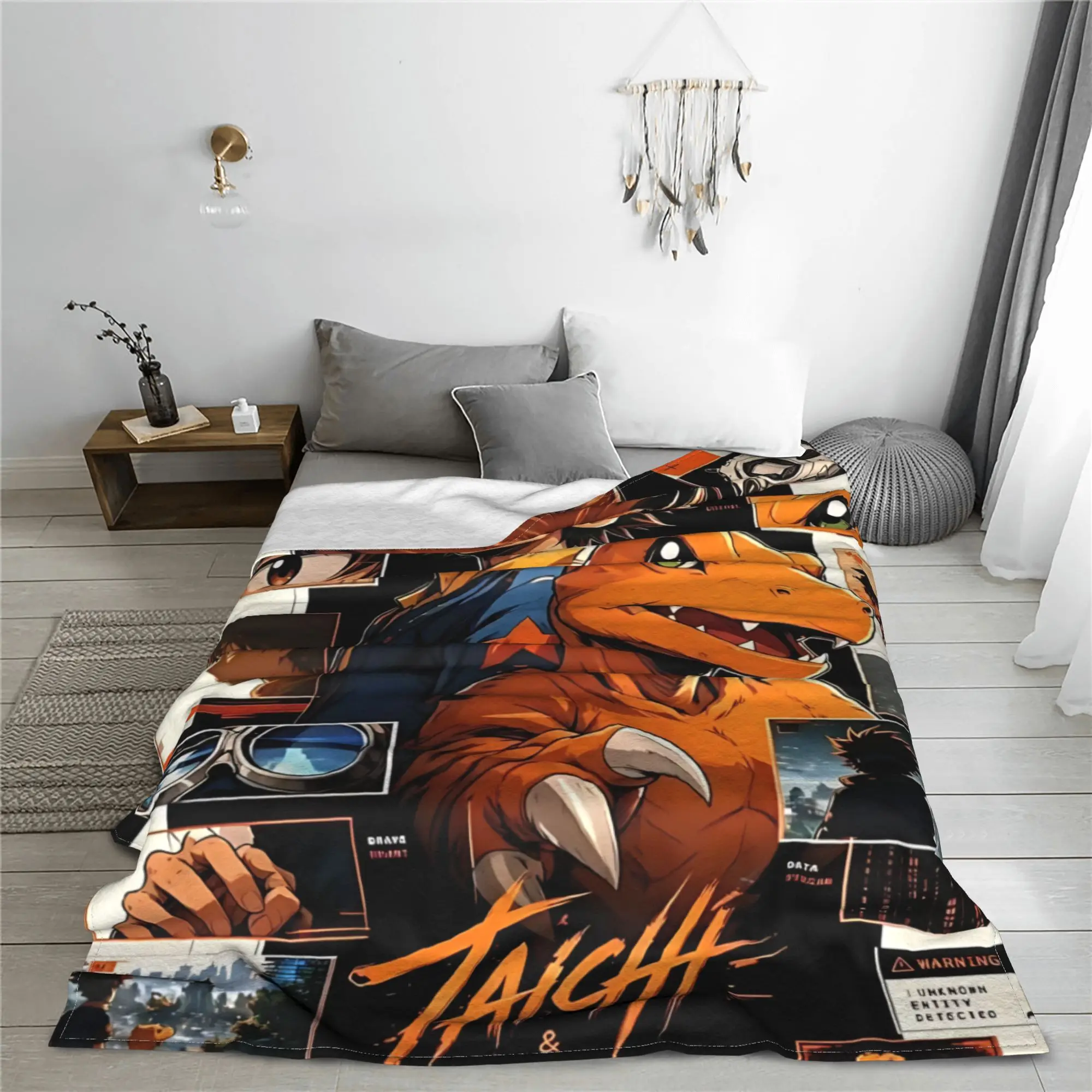 1PC Home Digimon Adventures  Blanket Throw Super Cosy Plush Living Room Sofa
