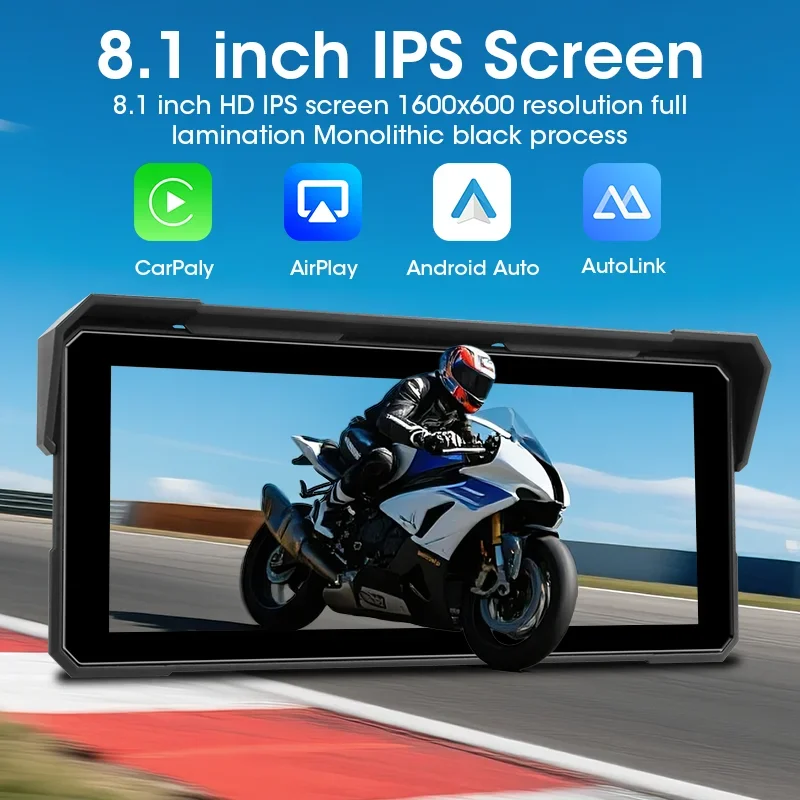 6.86/8.1'' Motorcycle GPS Wireless Carplay Android Auto Motorcycle Navigation Multimedia Waterproof IPX7 Screen Moto Accessories