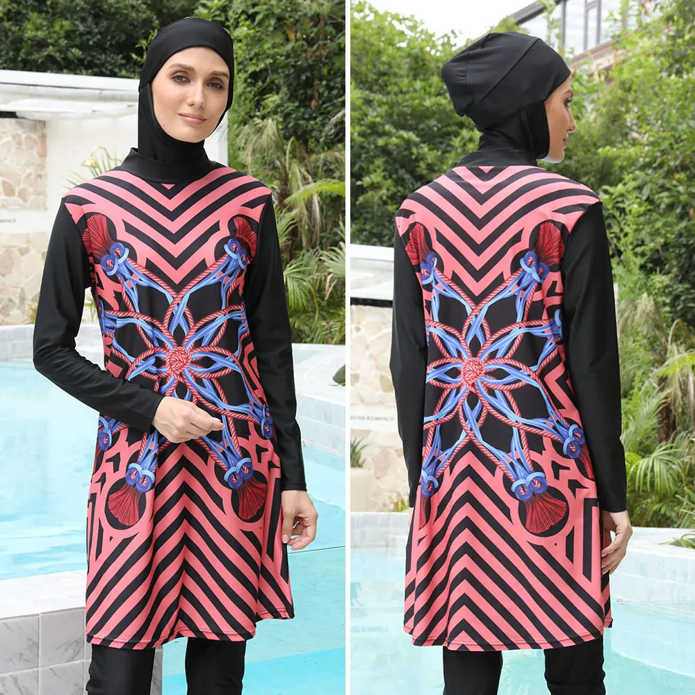 

3PCS/Set Muslim Swimwear Women Hijab Swimsuit Modest Swimming Suit Islamic Cover Ups Burkini Hijabs For Woman Long Sleeve