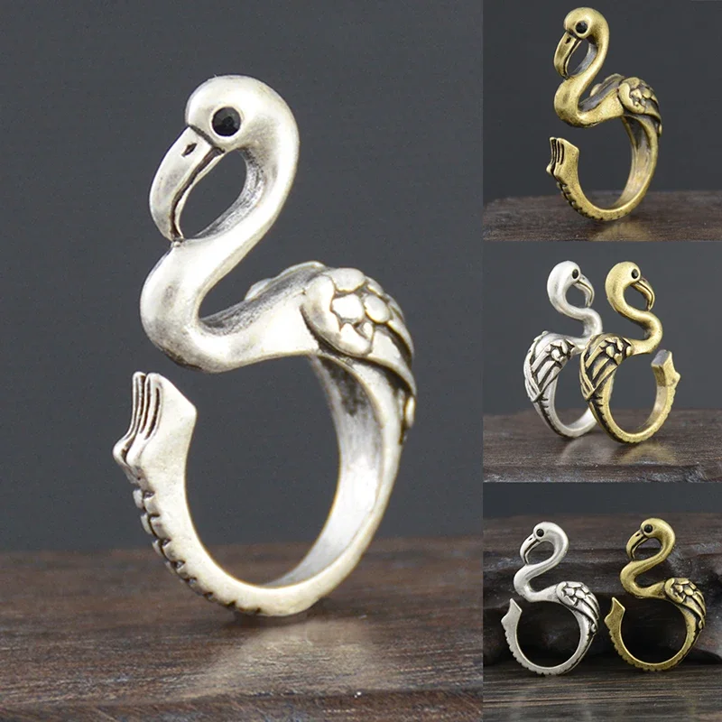 5 Styles Funny Rabbit & Bunny & Hippo & Rhino & Flamingo Metal Warp Rings For Women Adjustable Animal Couple Ring Girls Jewelry