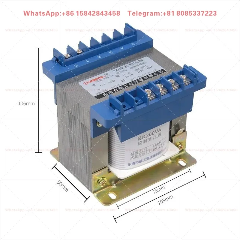 BK-200VA Single Phase Isolation Transformer 380V/220V to 210V/20V Pure Copper Winding