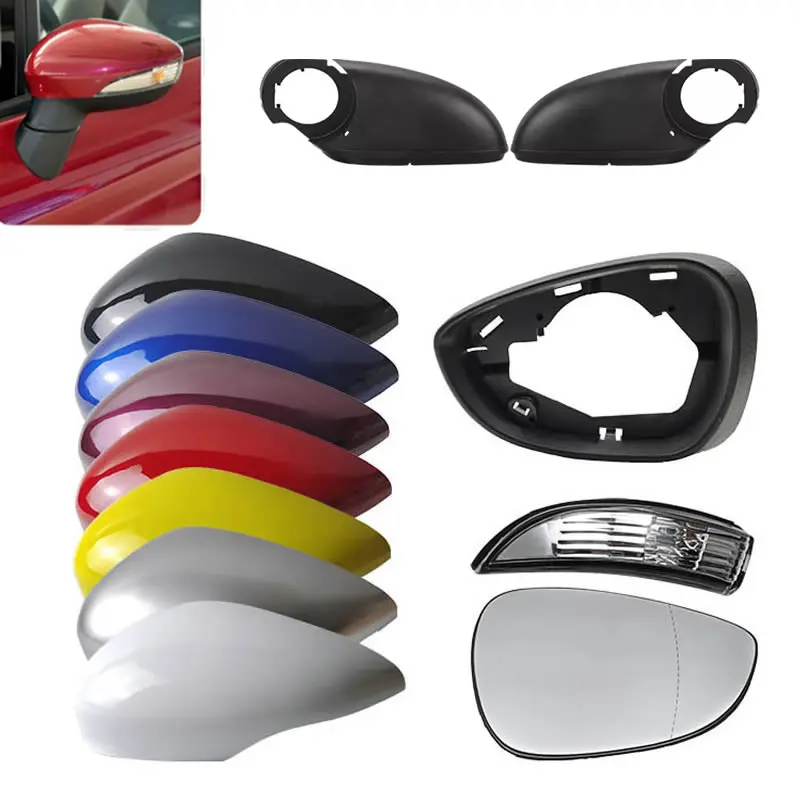 Car Rear View Mirror Housing Frame Glass Lens Turn Signal Light Rearview Mirror Cover For Ford Fiesta 2009 2010 2011 2012 -2016