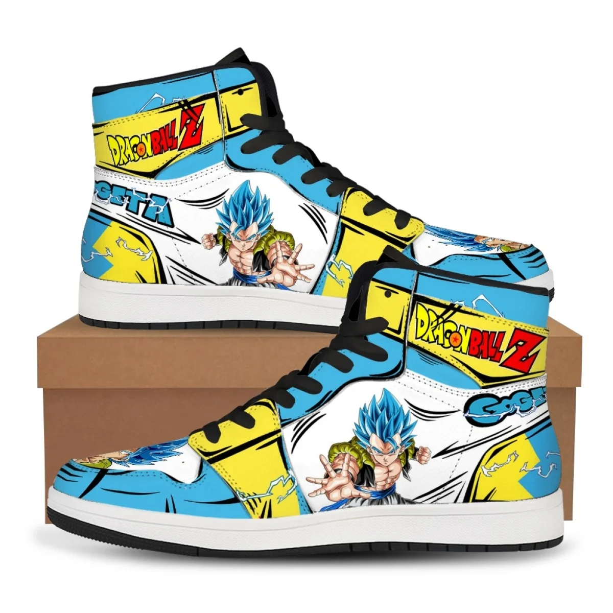 

Dragon Ball Z Gogeta Blue High Top Sneakers Anime Print Casual Basketball Shoes Men Women Fashion Streetwear Cosplay Custom Anim