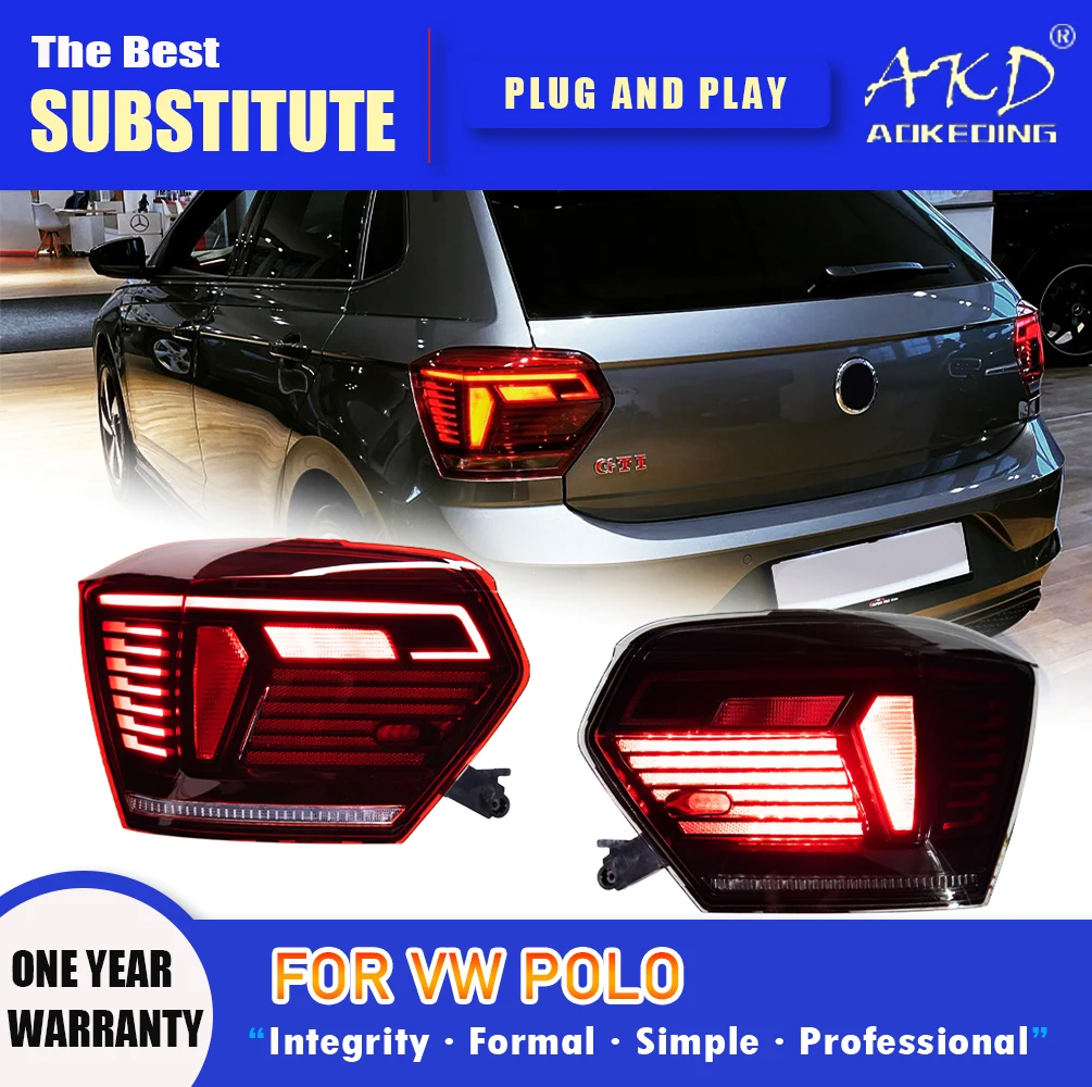 

AKD Tail Lamp for VW Polo LED Tail Light 2019-2021 Polo Rear Fog Brake Turn Signal Automotive Accessories