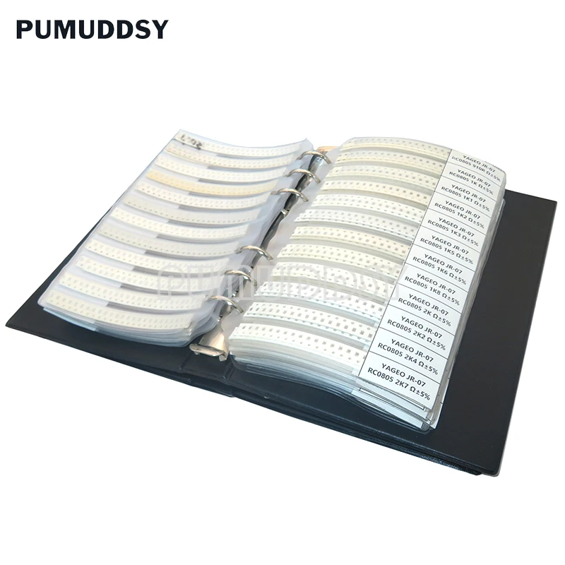 4250PCS 8500PCS 8850PCS 0201 0402 0603 0805 1206 Resistor Sample Book PUMUDDSY 5% SMD Assorted Kit 10K 100K 1K 1R 100R 220R