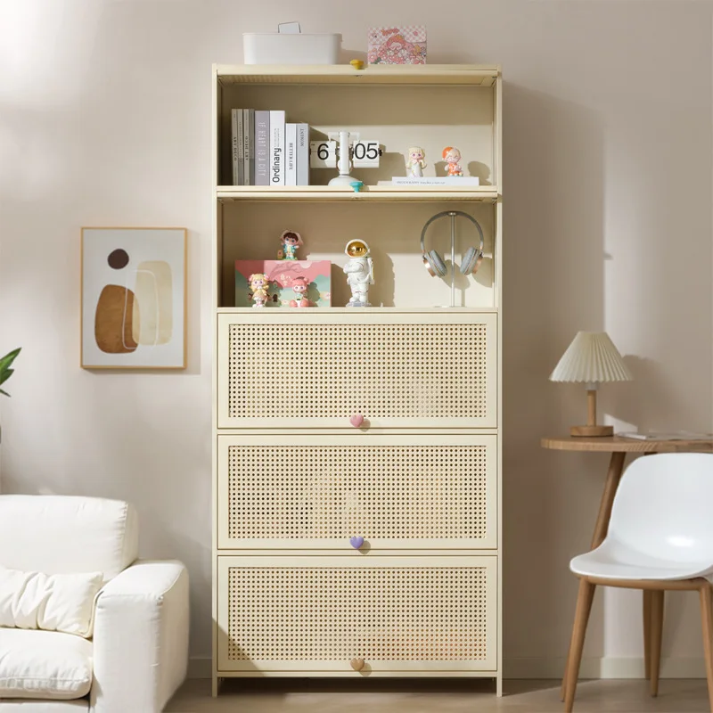 Cream Wind Bookshelf Shelf Floor-to-ceiling household bookcase with door locker Living room locker Wall storage cabinet