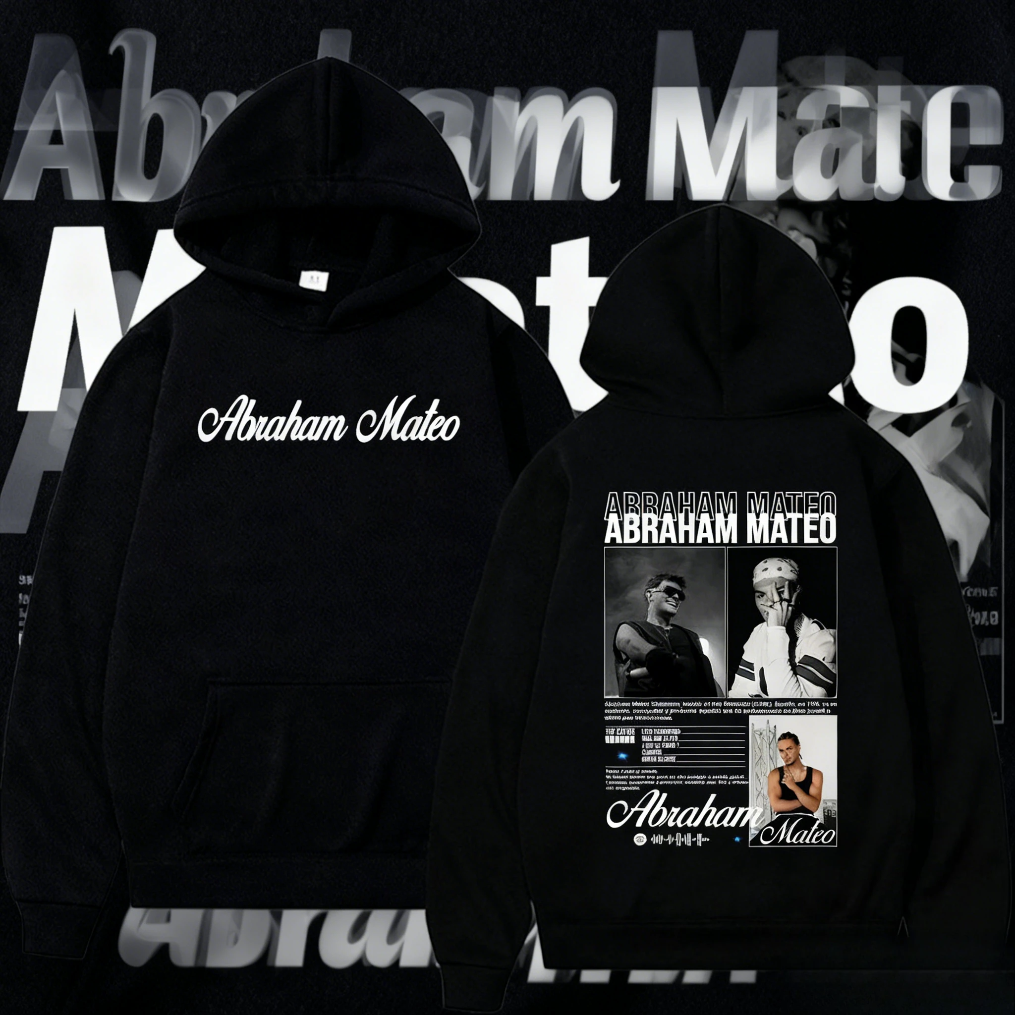 ラッパー アブレハム・マテオのアルバム 2025 ツアー メンズおよびレディース レトロ 2025-26 秋冬 100% ピュアコットン プリント ルーズ スウェットシャツ