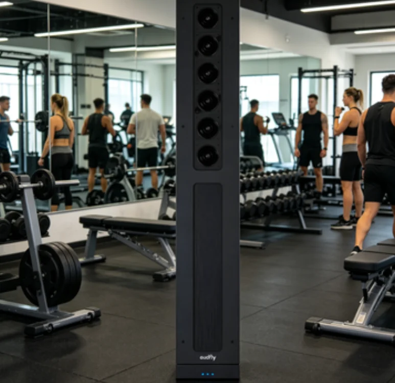 Coluna de Som Ativa Audfly EA15 com Tecnologia Beamforming para Reforço Sonoro em Academias