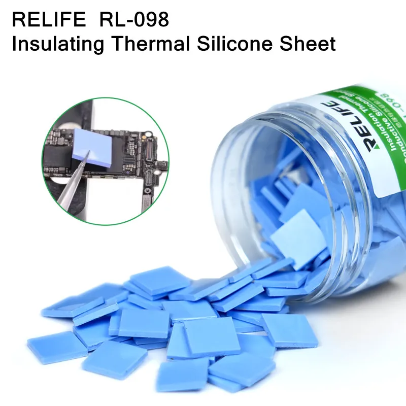 RELIFE RL-098 100PCS Heat Dissipation Insulating Thermal Silicone Sheet for Components Chips High Elasticity Silicone Pad