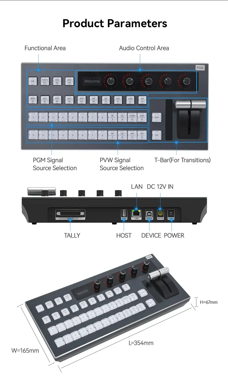 

New Black Magic ATEM Studio hd VMix Television Studio Pro hd Live Production Video Live Streaming Switches Control Panel