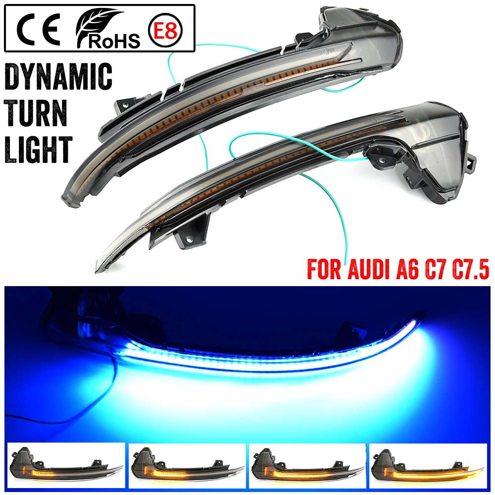 for Audi A6 C7 C7.5 4G S6 LED Turn Signal 2013 2014 2015 2016 2017 2018 RS6 Car Side Wing Rearview Mirror Blinker Indicator view 4