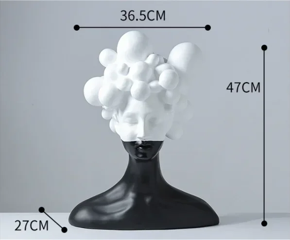 Abstracte kunstfiguursculptuur, harsdecoratie, zwart-witte vrouwelijke afbeeldingen, beelden, geschenken, woondecoratieaccessoires