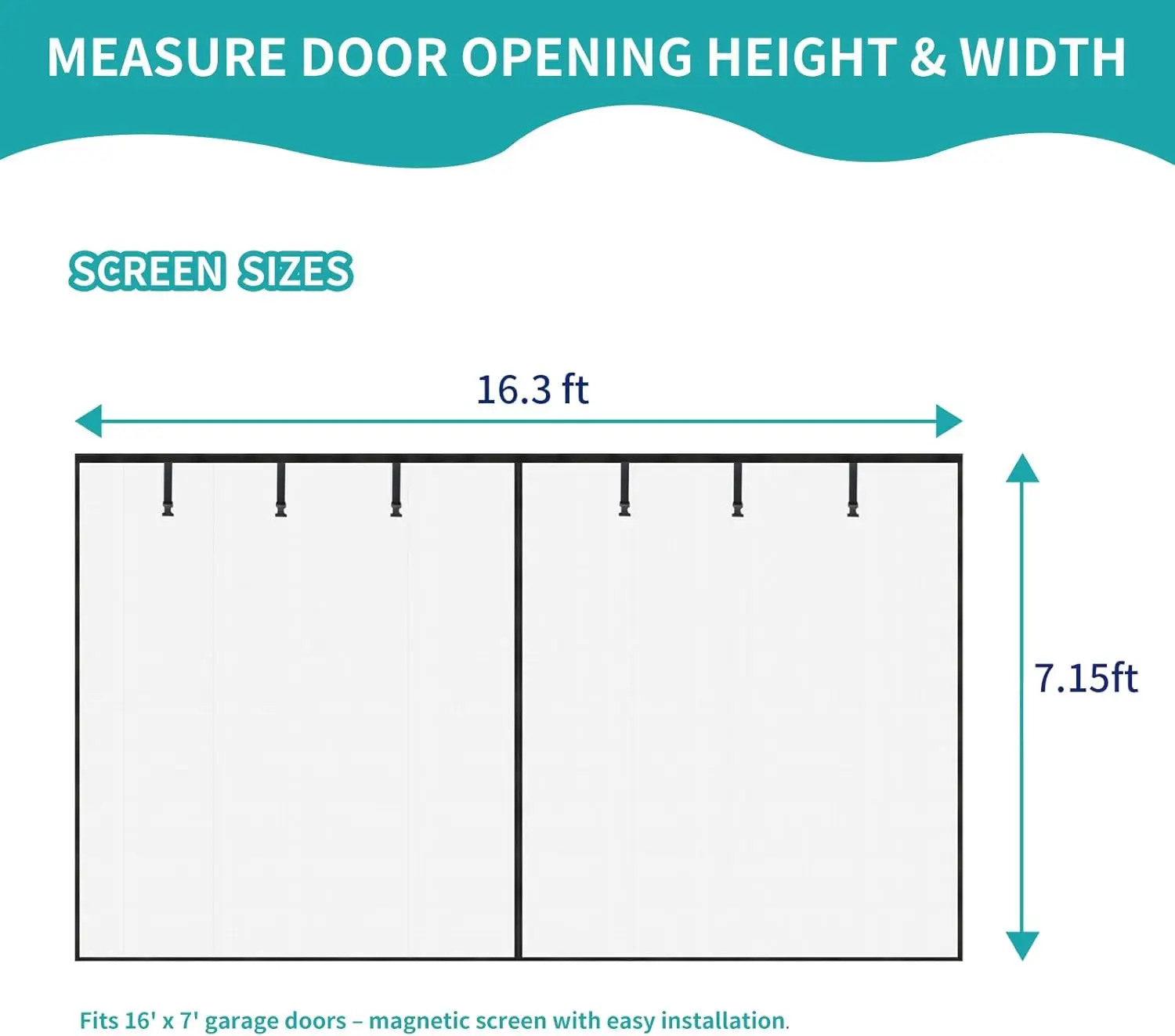 Garage Screen Door Mesh Heavy Duty, Hands Free Partition Retractable Fiberglass and Heavy Duty - Easy to Install Magnetic Clo