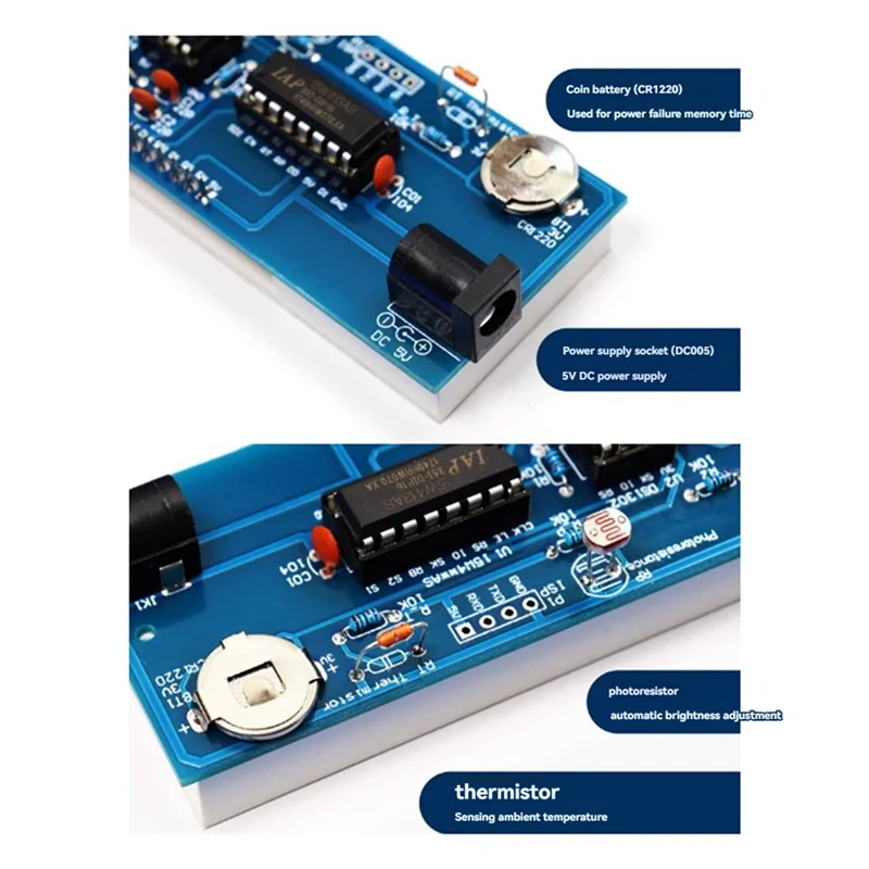 A99E-2X DIY Clock Kit Digital Tube Temperature Clock Colorful Display DS1302 Electronic Kit Soldering Subjest Assembly Kit