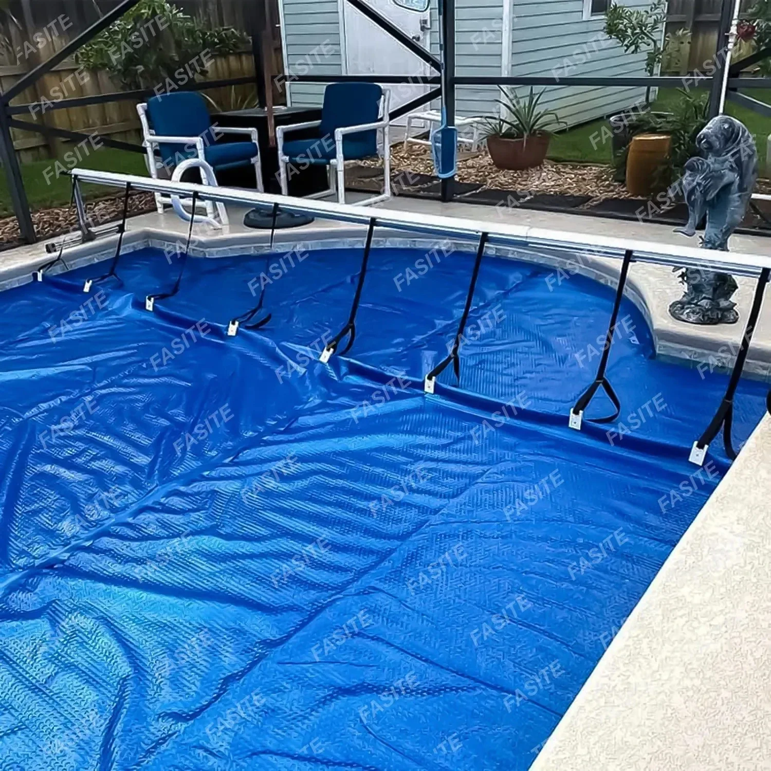 Rullo di copertura della piscina della bobina della copertura della piscina fuori terra interrato con supporti in acciaio inossidabile