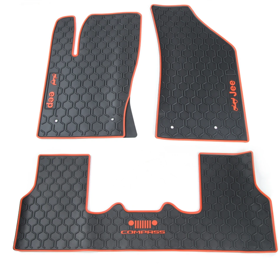 

Sansour For Jeep Compass 2009-2021 Car Floor Mats Synthetic Fiber Rug Surround Auto Interior Accessories Carpets Black