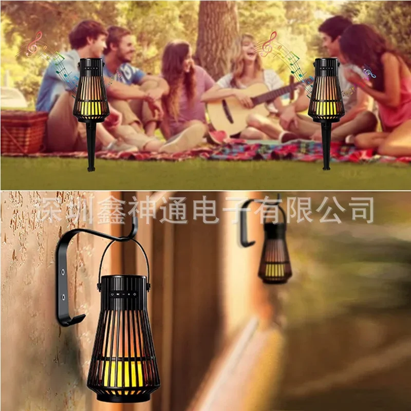 Retro wireless Bluetooth speaker outdoor camping portable waterproof stereo music center LED flame light support TWS caixa desom