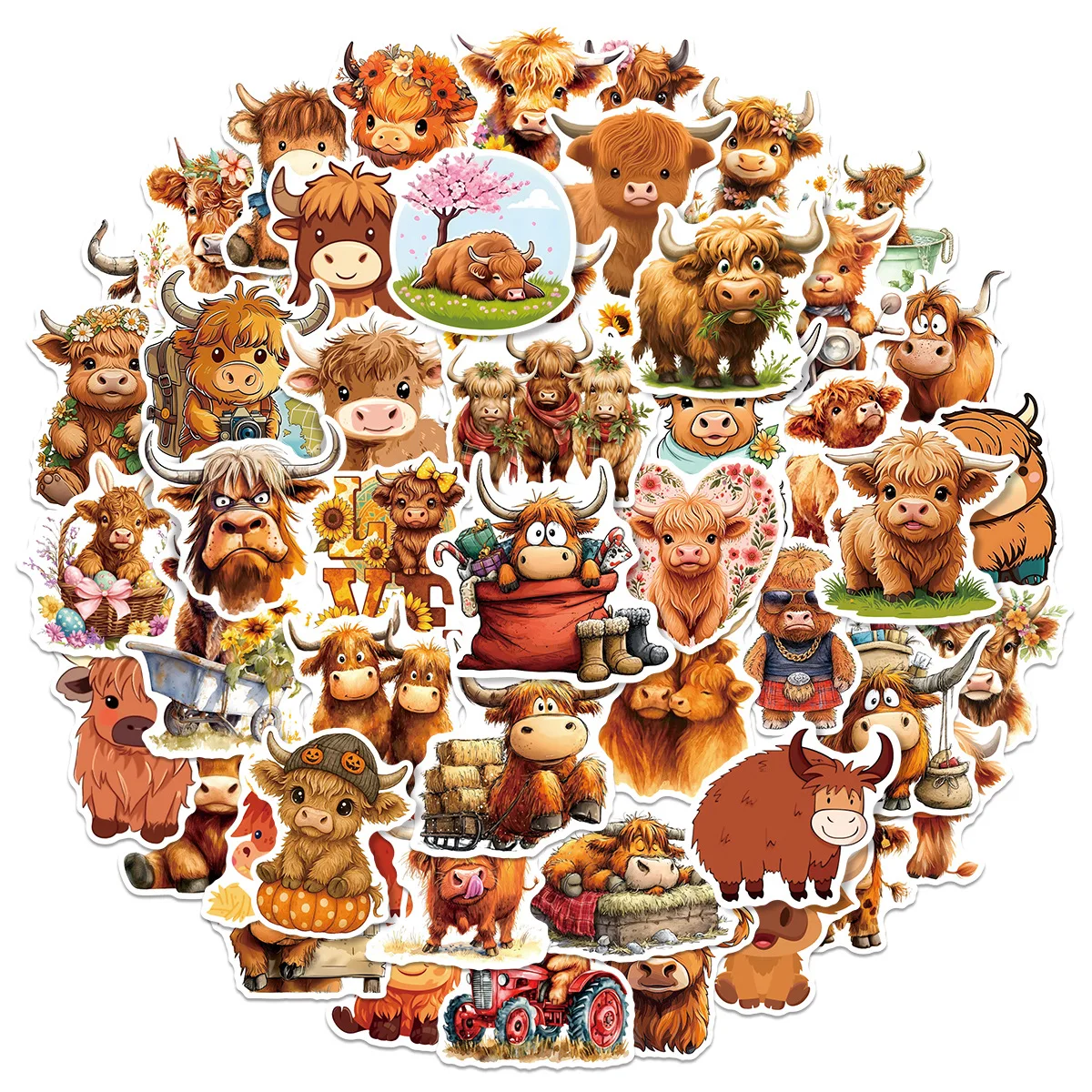 10/50PCS Cute Highland Cow Graffiti Stickers Exquisite DIY Toys Secret for Bottle Scrapbook Travel Bag Aesthetic Decals