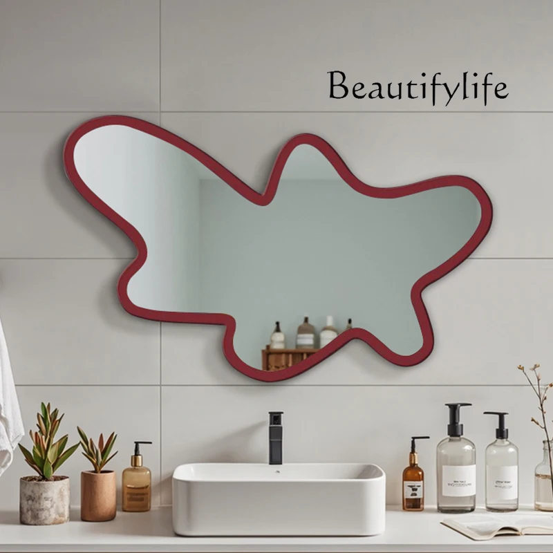 

Edge irregular wall hanging decorative mirror bathroospecial-shaped entrance makeup mirror dressing