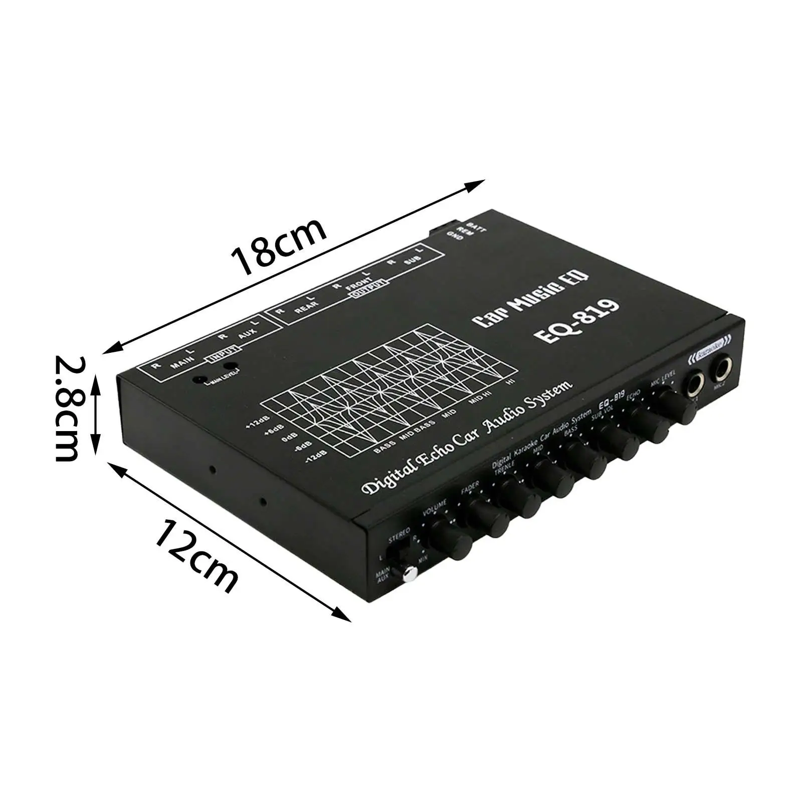 Car Audio Equalizer Black Metal Sound Processor Car Electronics Equalizer with Subwoofer Control for Vehicle Music System