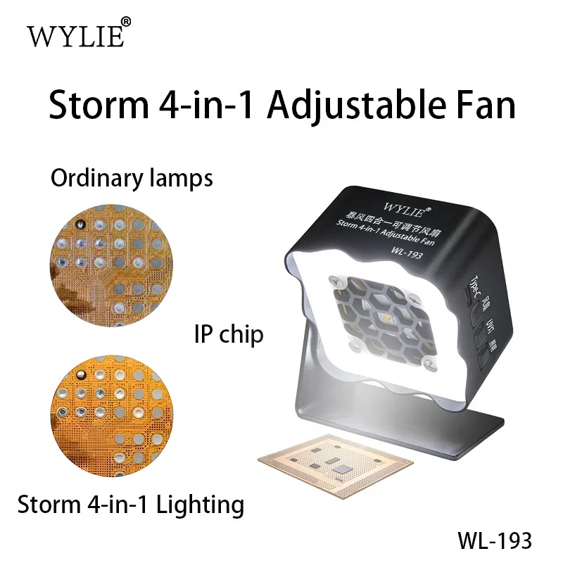 WL-193 Adjustable Fan Exhaust Cooling LED Lamp 5W UV Curing 3-speed Wind Lamp Rapid Cooling Mobile Phone Maintenance Workbench