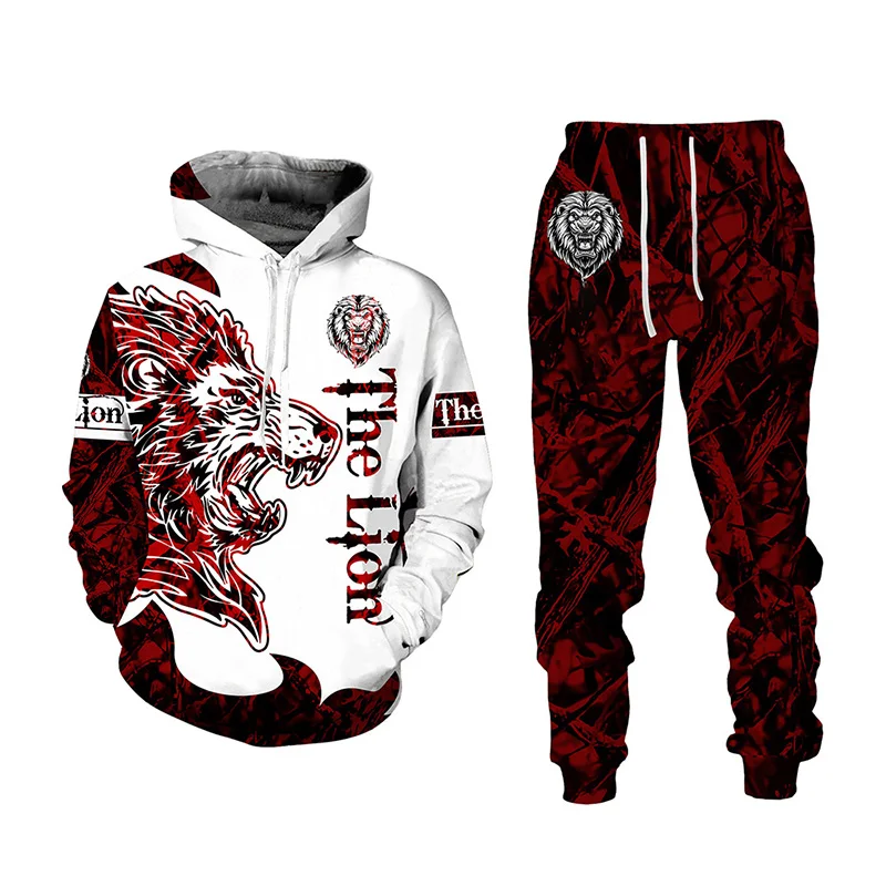 

The Lion/Tiger/Wolf/Dragon 3D Printed Men's Sweatshirt Hoodies Set Men's Tracksuit/Pullover/Jacket/Pants Sportswear Autumn Suits