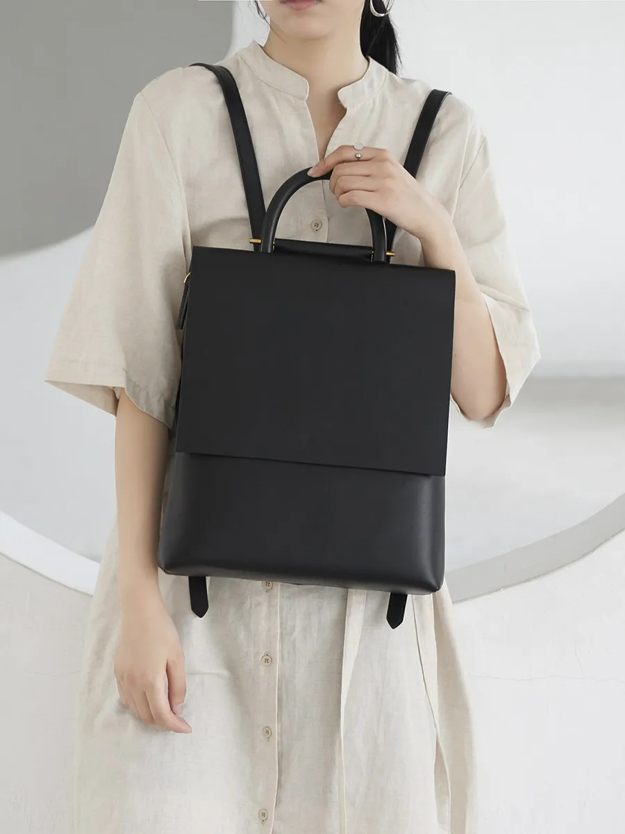 Light Luxury Fashion High-quality Top Layer Cowhide Backpack Simple And Casual Versatile College Style Student Backpack Trendy