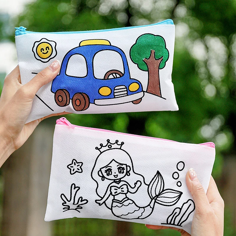 Back To School Supplies DIY Pencil Pouch Case Handmade Pencil Stationary Items Storage Bag Children Gift Drawing Toy Teaching Ac