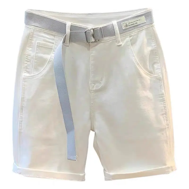 Original 2025 Casual White Denim Shorts Summer New Men's Loose Five-point Pants Trendy Straight Half Cargo Overalls Man Pants