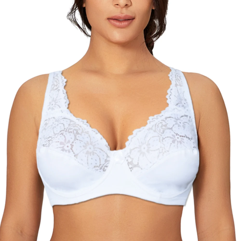 Nowa moda Biustonosze Dla Kobiet Bielizna BH Top Kobiecy Koronkowy Biustonosz Na Fiszbinach Plus Size Biustonosz Seksowna Bielizna B C D DD E F Cup