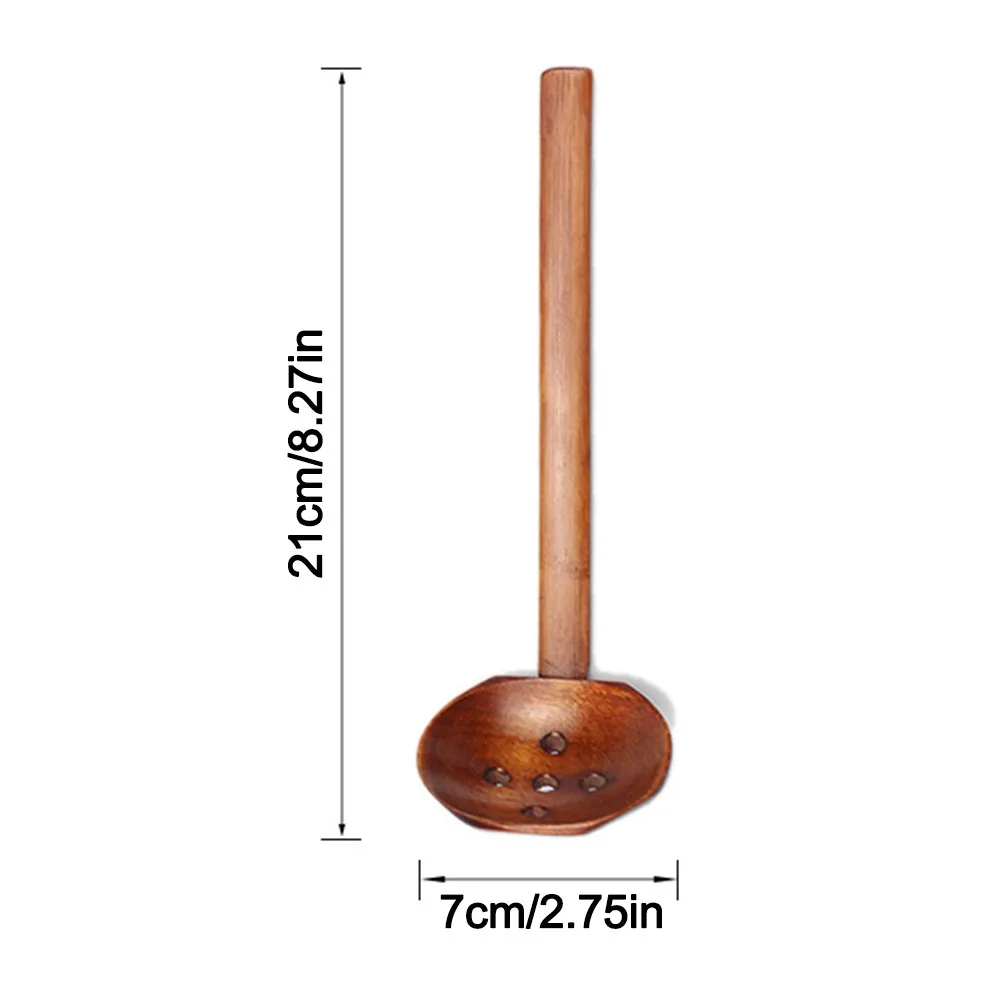 New Big Strainer Long-Handled Spoon Wood Handle Anti-scald Wooden Spoon Durable Ramen Spoon Japanese Tableware