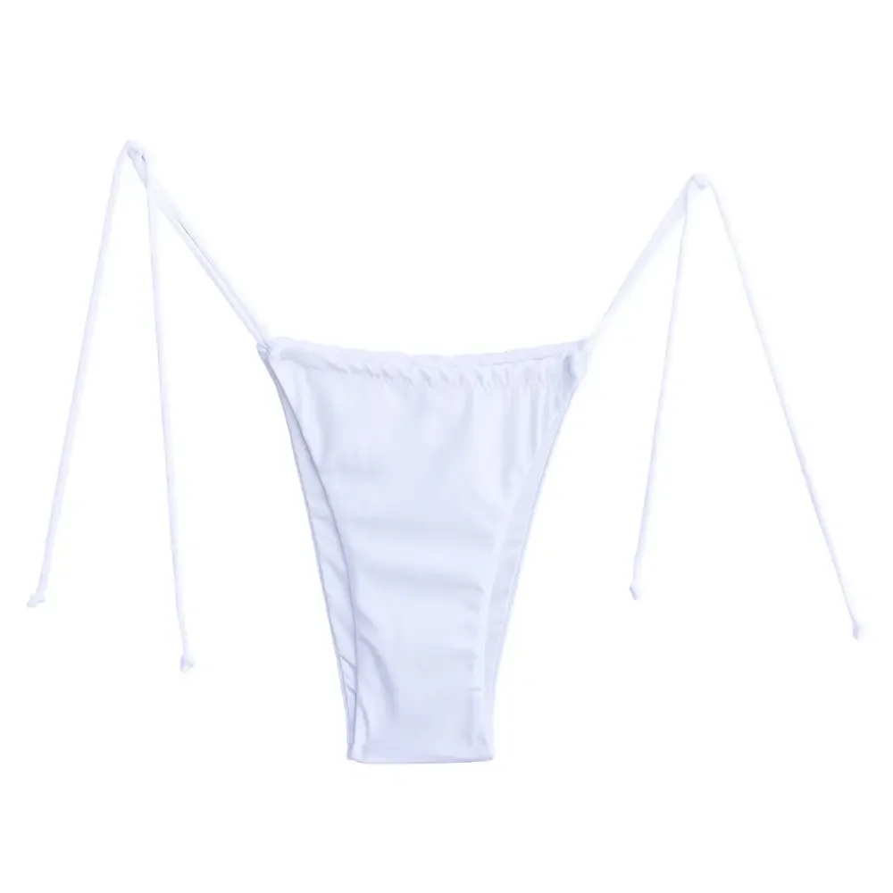 Zdjęcie 5: Kobiety bandaż t-back dół od bikini stringi seksowny strój kąpielowy stroje kąpielowe w stylu vintage bezczelny brazylijski Biquini damskie białe dół od bikini