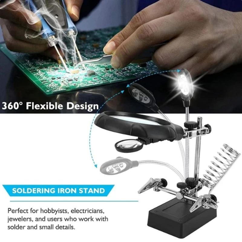 Desktop welding table fixture, soldering iron holder, mobile phone maintenance circuit board welding work table lamp