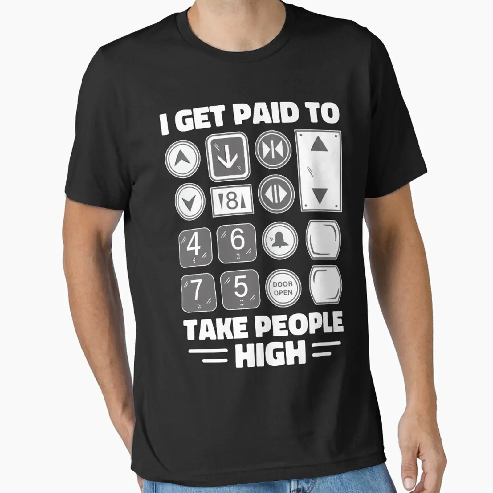 Funny Elevator Mechanic Buttons Panel Saying Essential T Shirt vintage Washed Casual graphic designer clothes Slightly
