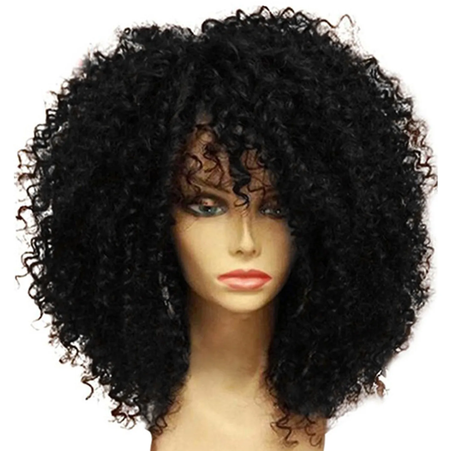 Retro Style Black Curly Hair, African Style Wig, Not Easily Deformed Shape, Trendy