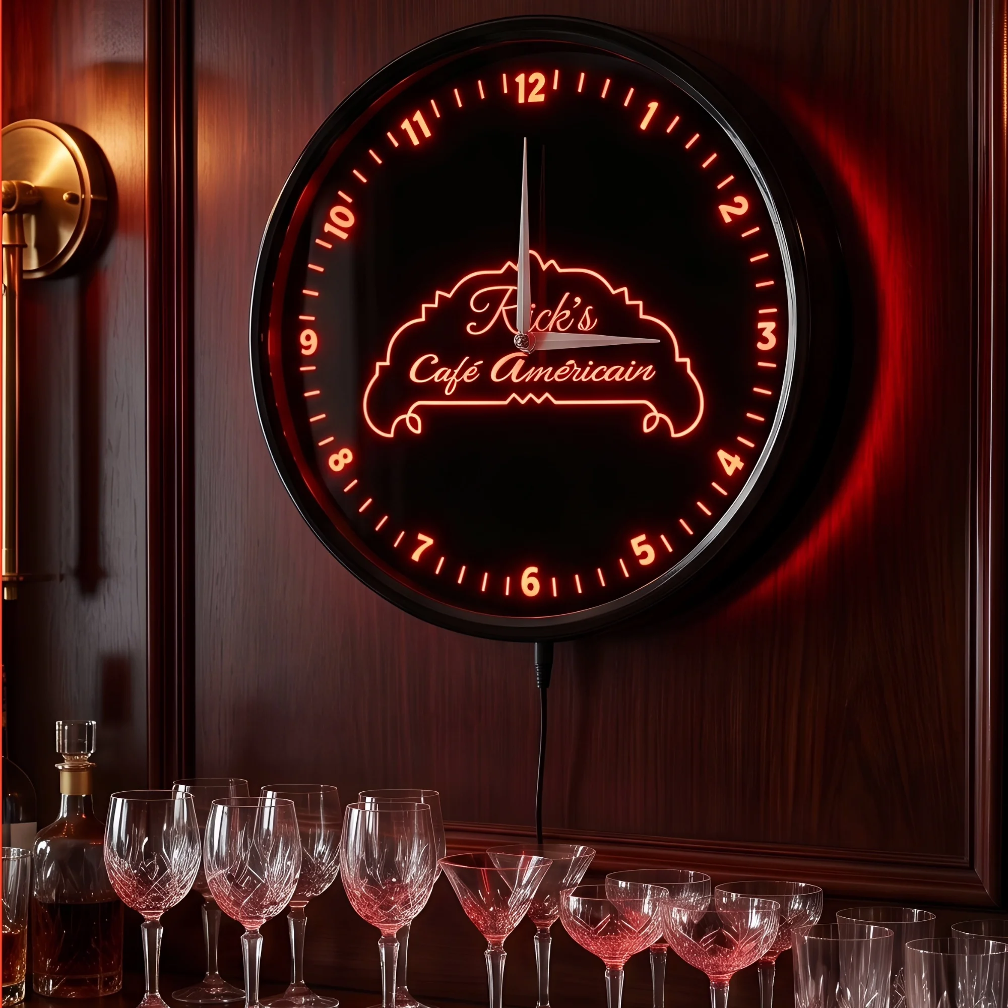 Nostalgic Cafe Glowing Sign Illuminated Wall Clock for Home Bar Pub Coffee Shop Retro Bistro LED Ambient Neon Light Wall Clock
