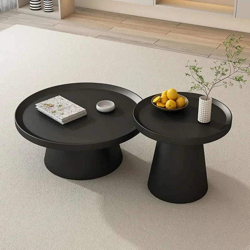 Aesthetic Tray Coffee Tables Black Ornaments Simple Adjustable Coffee Table Round Minimalist Mesa Centro Salon Home Furniture