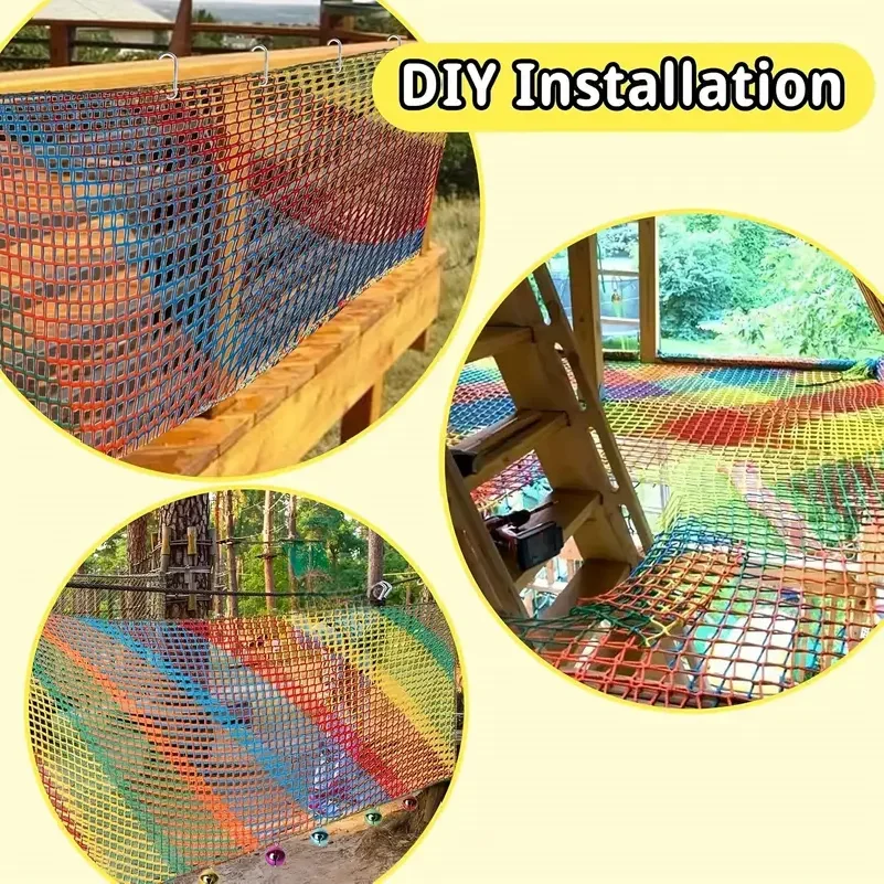 Colorful Nylon Safety Net Anti Fall Mesh, Child Pet Protection Net for Balcony Window Stair Deck Football Field Fence Baby Cat D