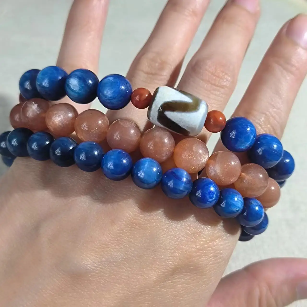 Pulsera de cuentas de un solo círculo, con diseño de diente de tigre de seis ojos y nueve ojos, Ágata dzi, joyería fina, 1 lote