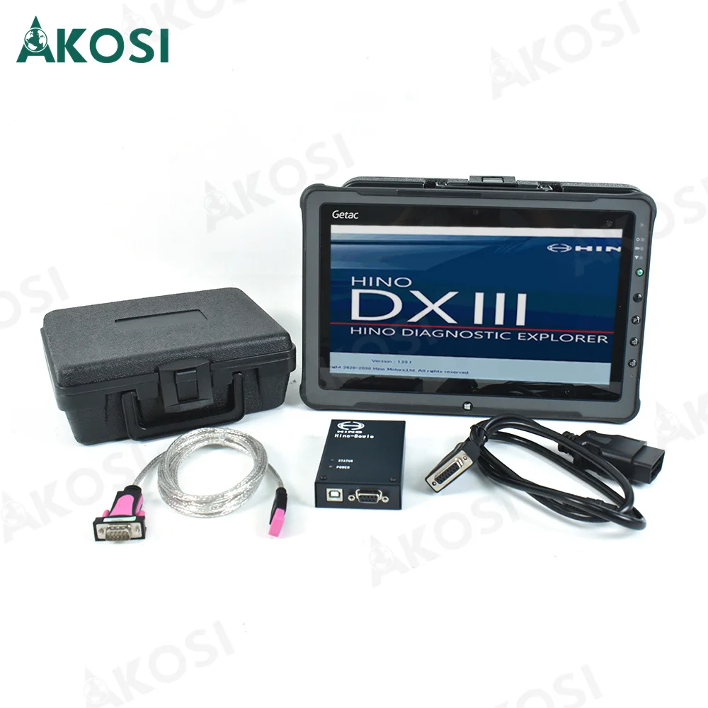 

2024 V3.1.6 version for Hino Dxii diagnostics, Bowie DX OBD2 cables, truck excavator scan tools and Getac F110 tablets